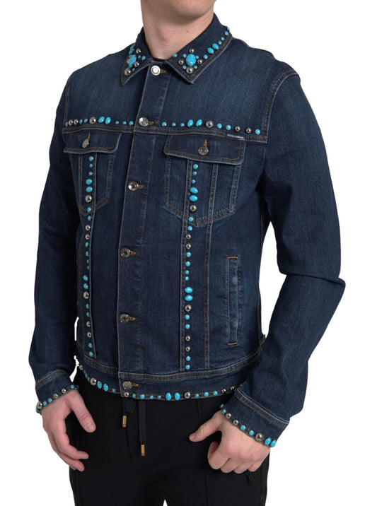 Veste en jean turquoise ornée de Dolce &amp; Gabbana