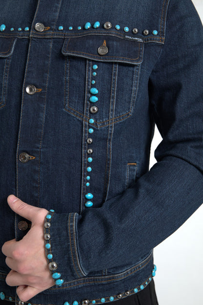 Veste en jean turquoise ornée de Dolce &amp; Gabbana