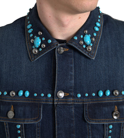 Veste en jean turquoise ornée de Dolce &amp; Gabbana