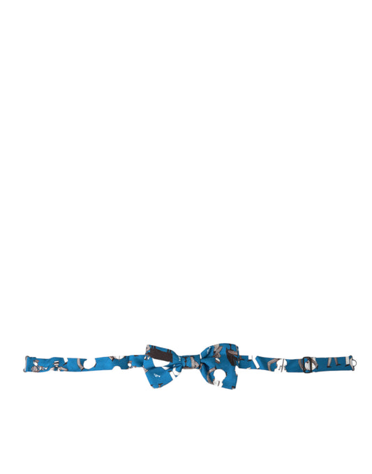 Dolce &amp; Gabbana Blue Jazz Club Silk Adjustable Neck Papillon Bow Tie