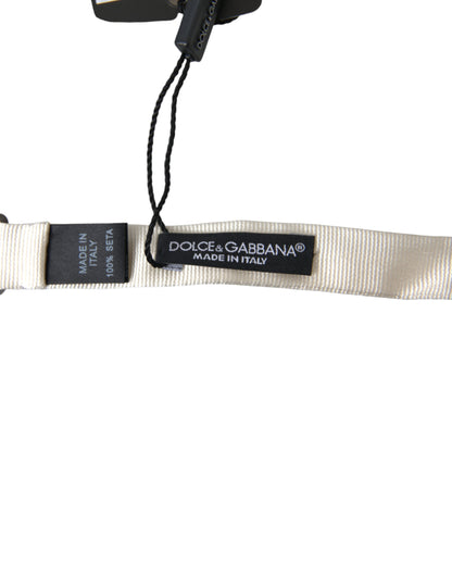 Dolce &amp; Gabbana White Silk Slim Adjustable Neck Papillon Bow Tie