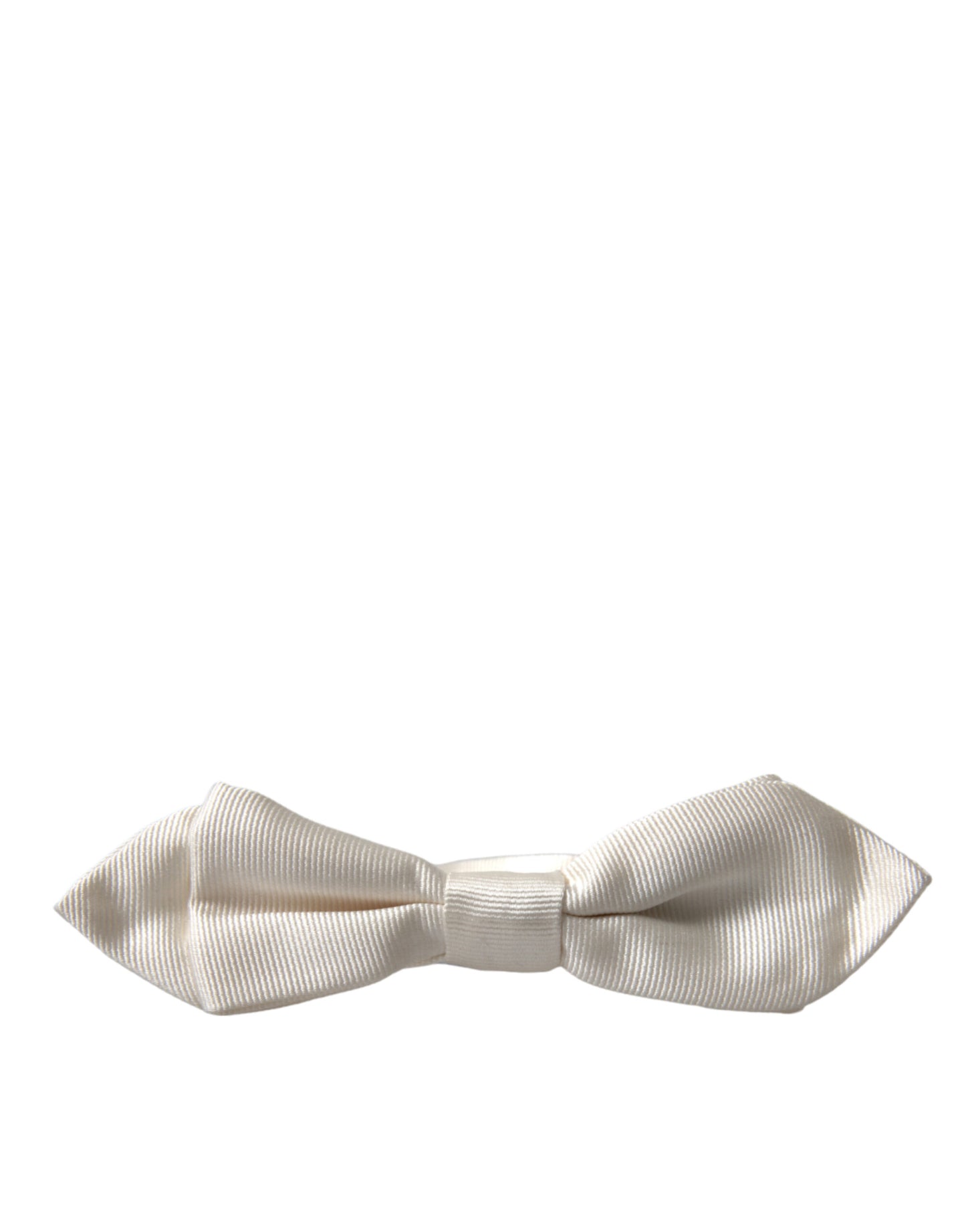 Dolce &amp; Gabbana White Silk Slim Adjustable Neck Papillon Bow Tie