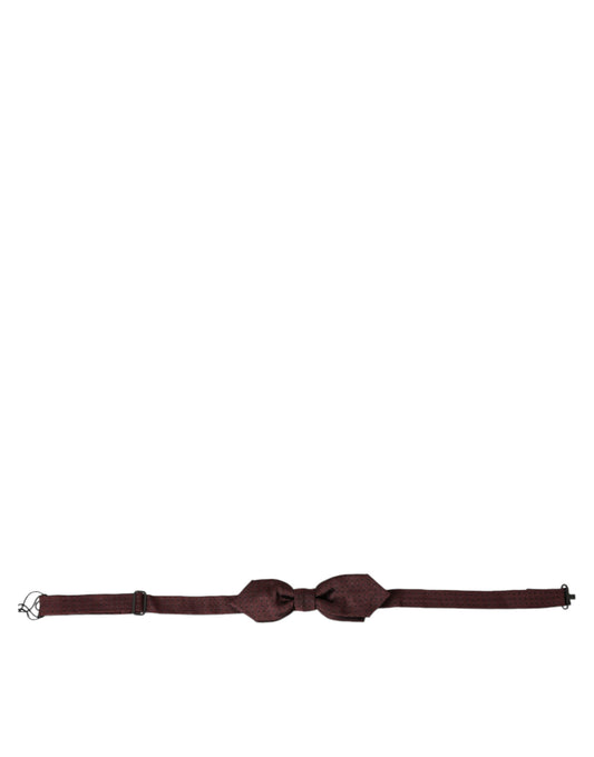 Dolce &amp; Gabbana Red Bordeaux Silk Slim Adjustable Neck Papillon Bow Tie