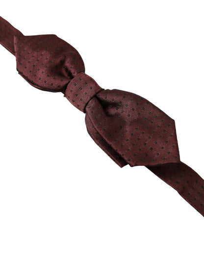 Dolce &amp; Gabbana Red Bordeaux Silk Slim Adjustable Neck Papillon Bow Tie