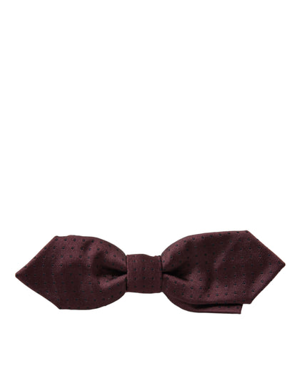 Dolce &amp; Gabbana Red Bordeaux Silk Slim Adjustable Neck Papillon Bow Tie
