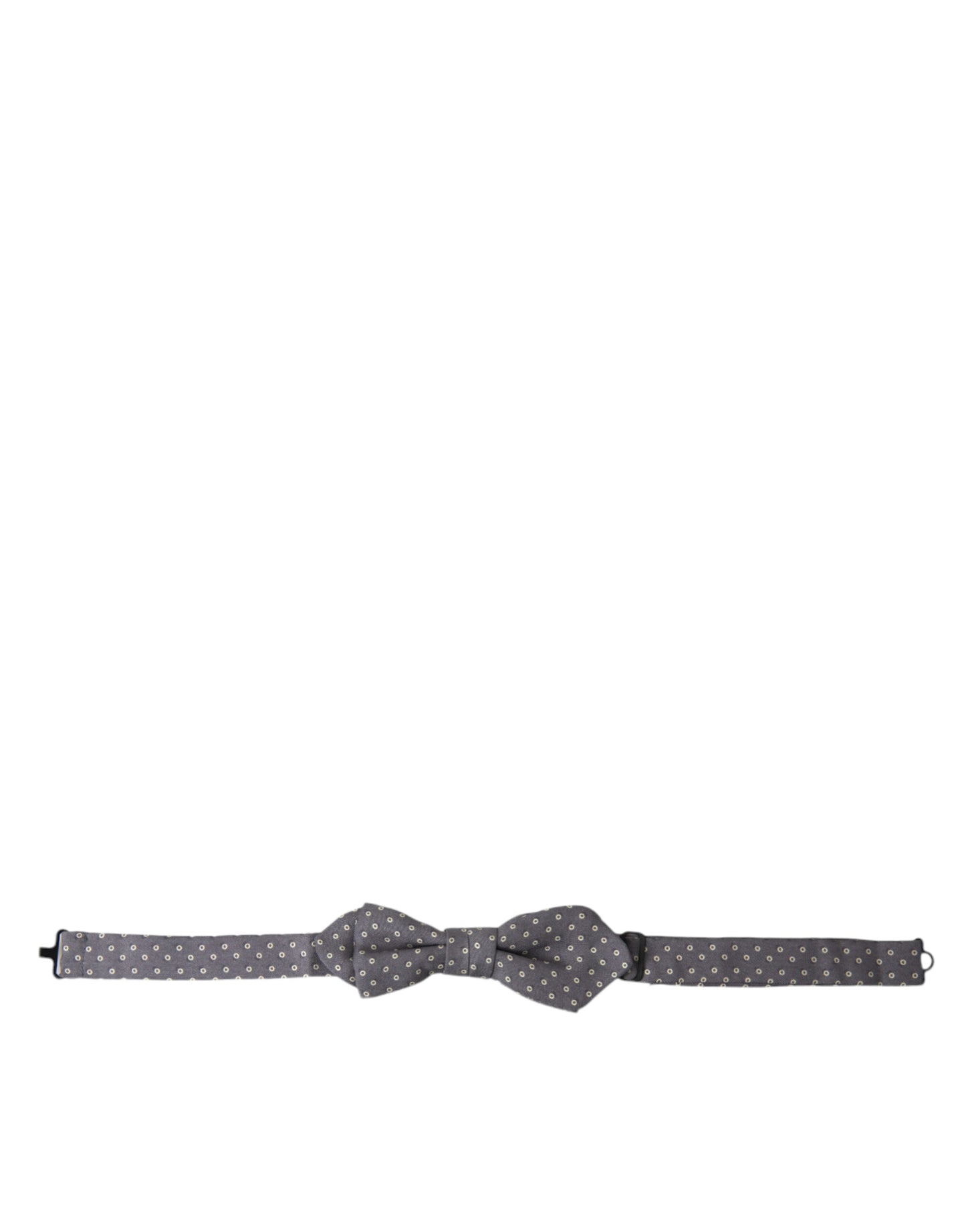 Dolce &amp; Gabbana Gray Polka Dots Silk Adjustable Neck Papillon Bow Tie