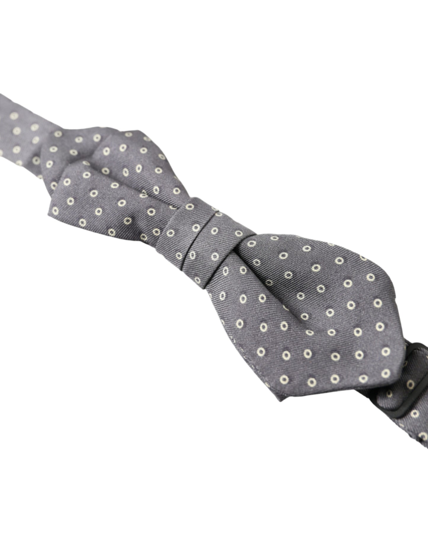 Dolce &amp; Gabbana Gray Polka Dots Silk Adjustable Neck Papillon Bow Tie