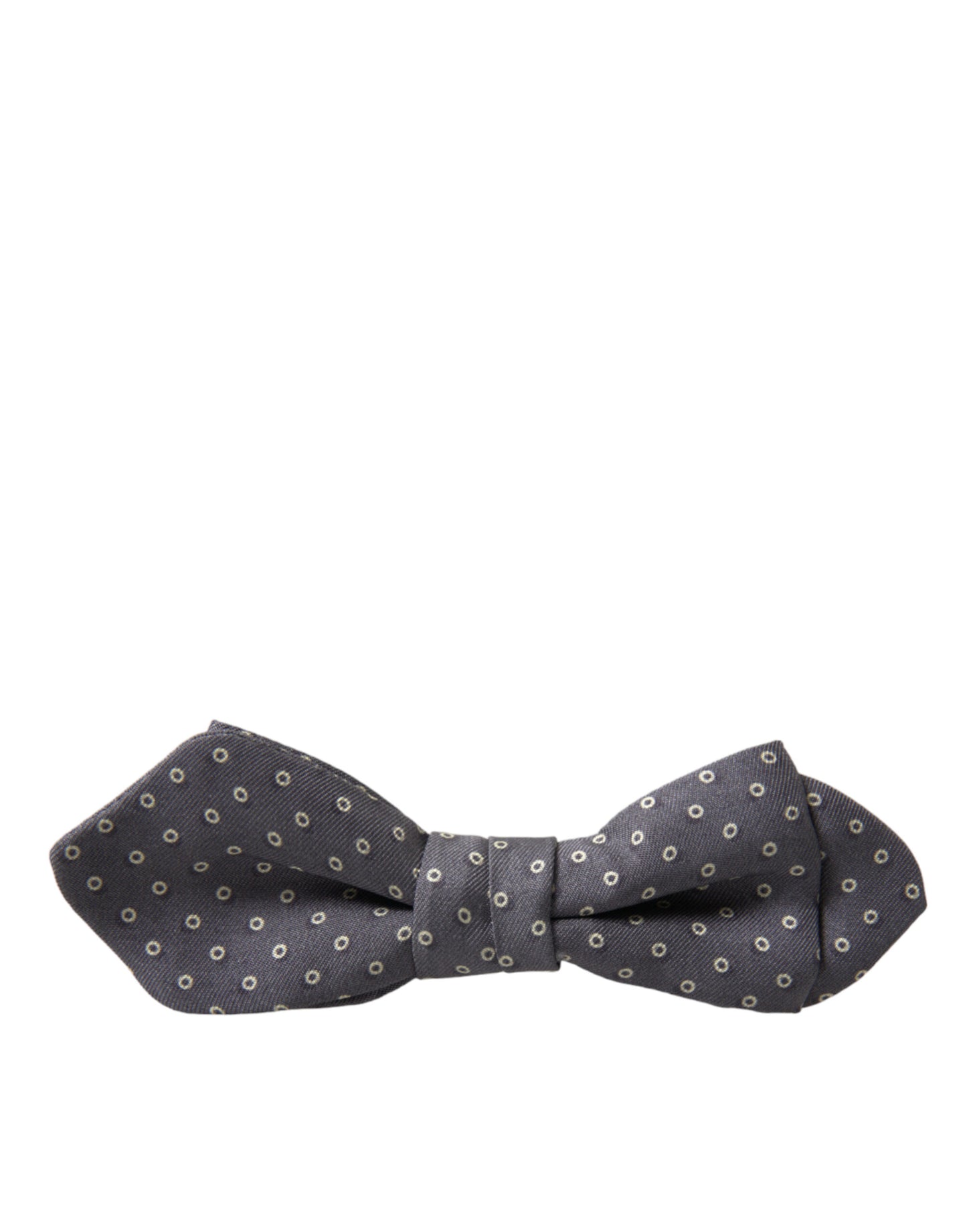 Dolce &amp; Gabbana Gray Polka Dots Silk Adjustable Neck Papillon Bow Tie