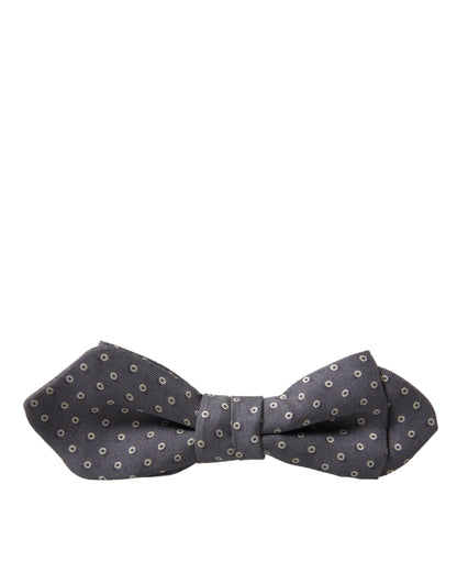 Dolce &amp; Gabbana Gray Polka Dots Silk Adjustable Neck Papillon Bow Tie