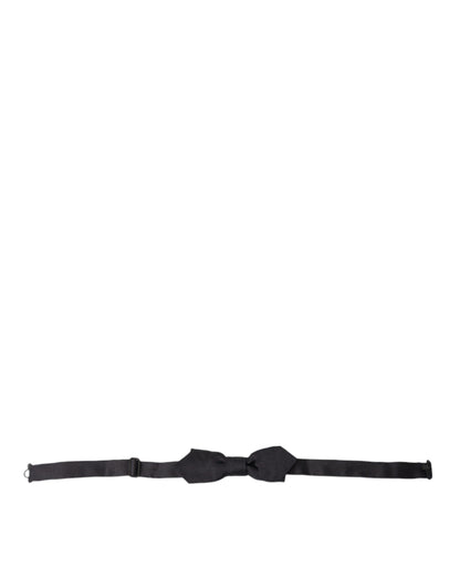 Dolce &amp; Gabbana Black Solid Silk Adjustable Neck Papillon Bow Tie