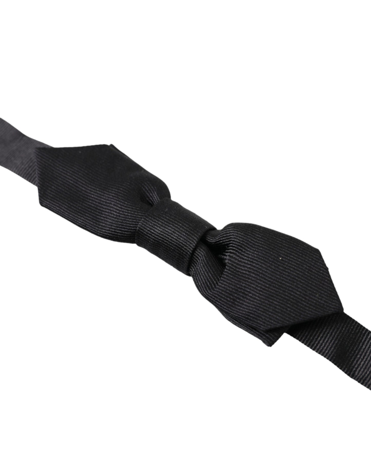 Dolce &amp; Gabbana Black Solid Silk Adjustable Neck Papillon Bow Tie
