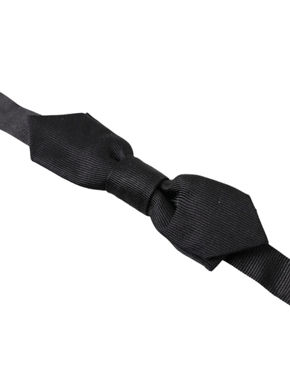 Dolce &amp; Gabbana Black Solid Silk Adjustable Neck Papillon Bow Tie