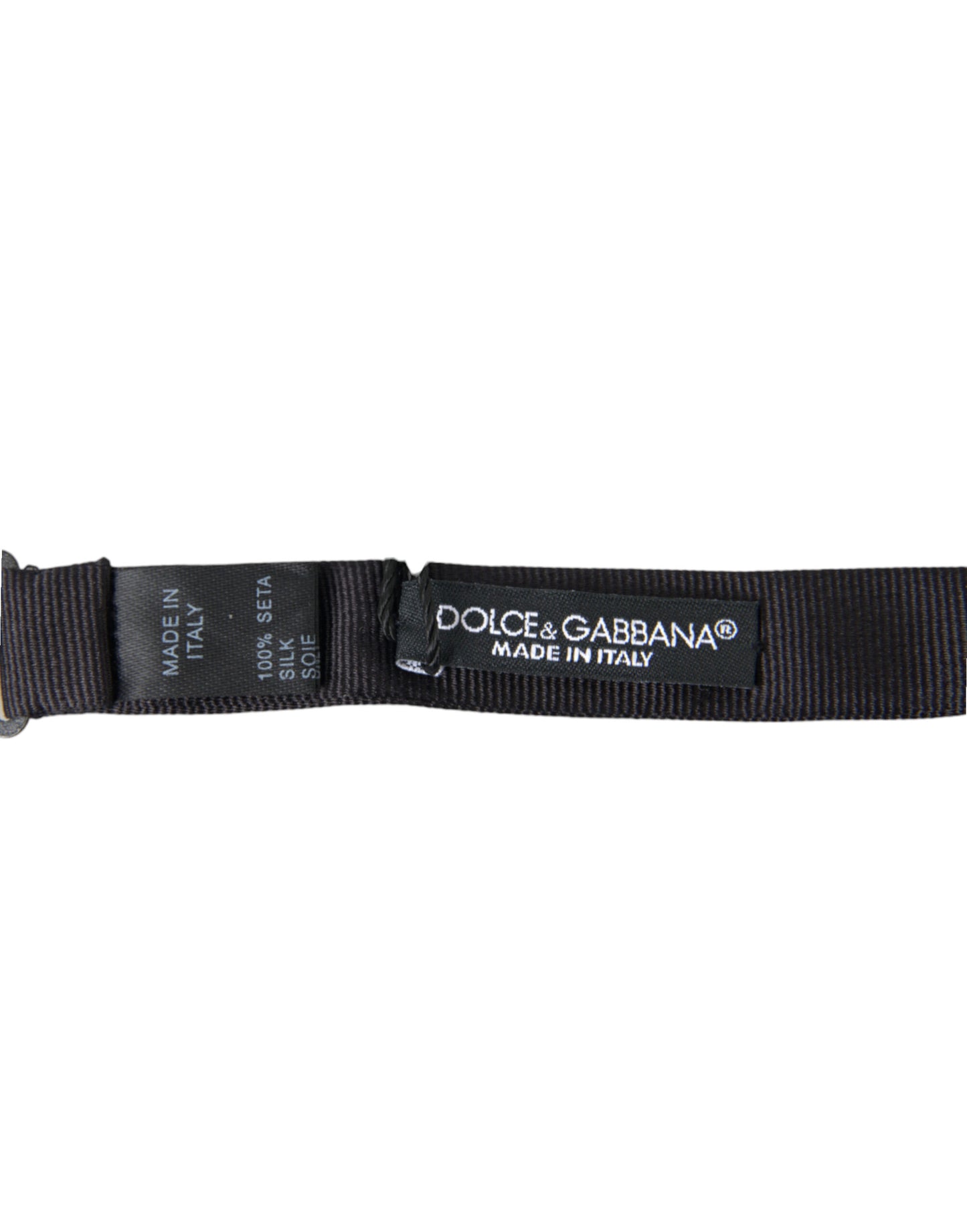 Dolce &amp; Gabbana Black Solid Silk Adjustable Neck Papillon Bow Tie