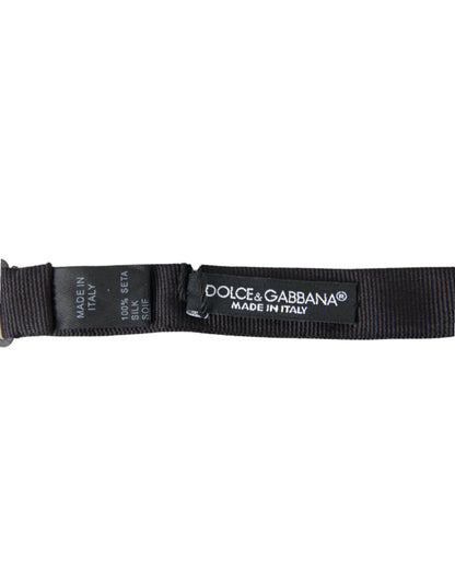 Dolce &amp; Gabbana Black Solid Silk Adjustable Neck Papillon Bow Tie