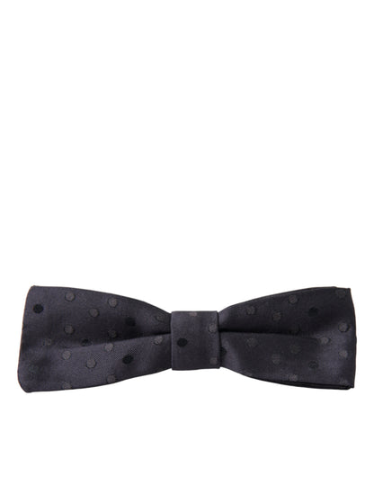 Dolce &amp; Gabbana Blue Polka Dot Silk Adjustable Neck Men Papillon Bow Tie