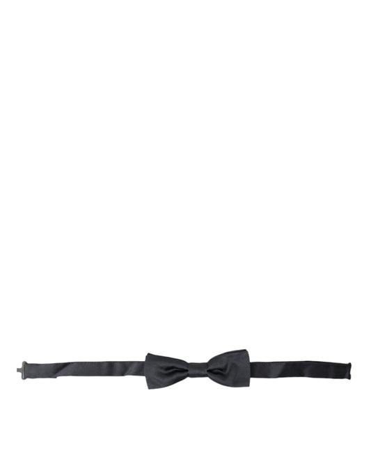Dolce &amp; Gabbana Dark Gray Silk Adjustable Neck Men Papillon Bow Tie