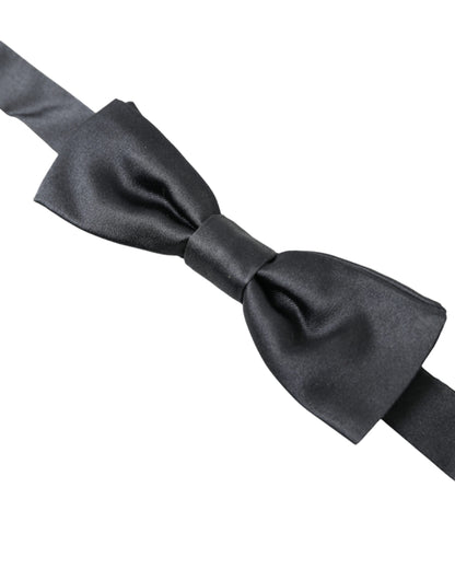 Dolce &amp; Gabbana Dark Gray Silk Adjustable Neck Men Papillon Bow Tie