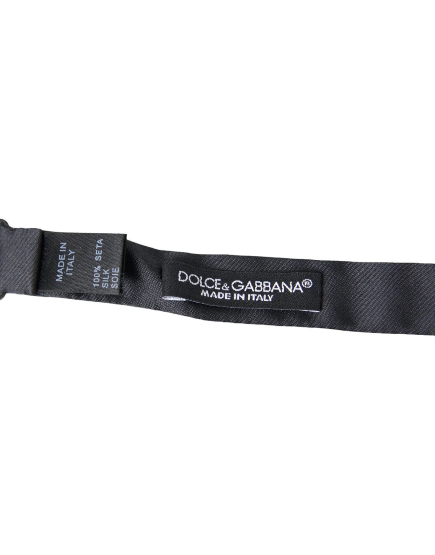 Dolce &amp; Gabbana Dark Gray Silk Adjustable Neck Men Papillon Bow Tie