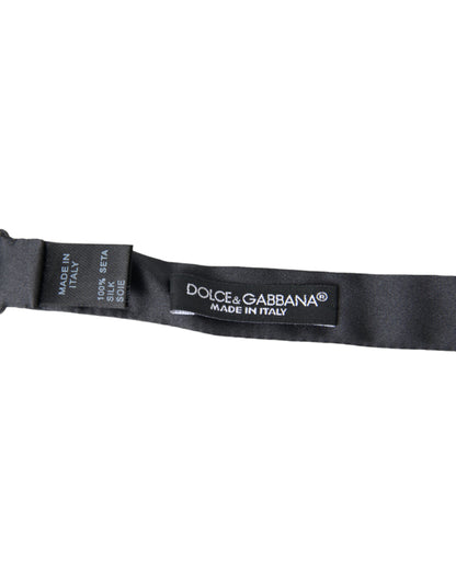 Dolce &amp; Gabbana Dark Gray Silk Adjustable Neck Men Papillon Bow Tie
