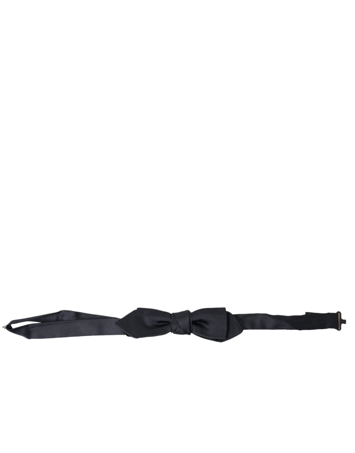 Dolce &amp; Gabbana Dark Blue Silk Satin Adjustable Neck Men Papillon Bow Tie