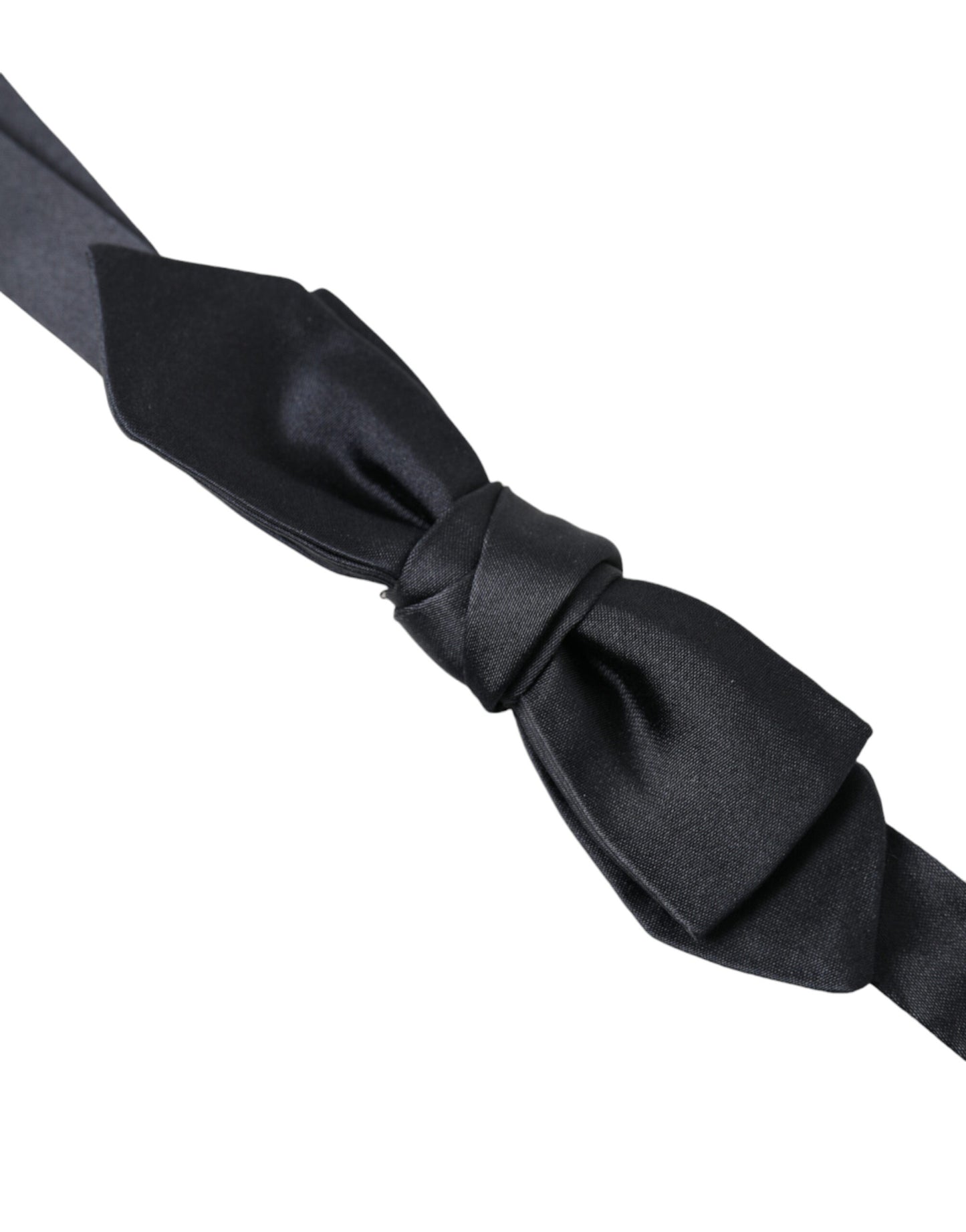 Dolce &amp; Gabbana Dark Blue Silk Satin Adjustable Neck Men Papillon Bow Tie
