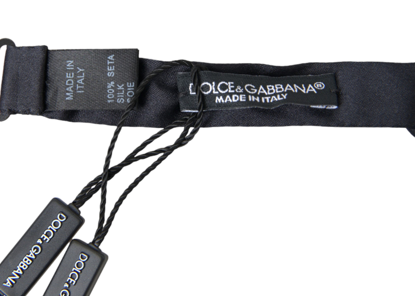Dolce &amp; Gabbana Dark Blue Silk Satin Adjustable Neck Men Papillon Bow Tie