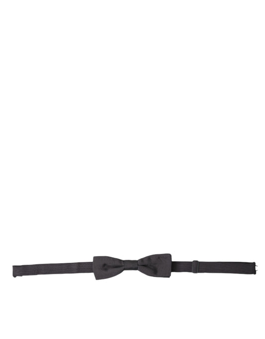 Dolce &amp; Gabbana Dark Gray Silk Adjustable Neck Men Papillon Bow Tie