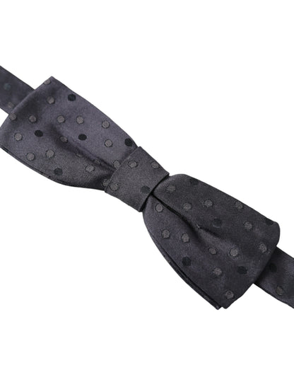 Dolce &amp; Gabbana Blue Polka Dot Silk Adjustable Neck Men Papillon Bow Tie