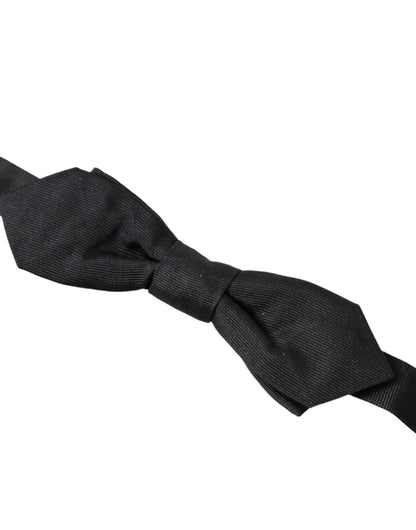 Dolce &amp; Gabbana Black Silk Adjustable Neck Men Papillon Bow Tie