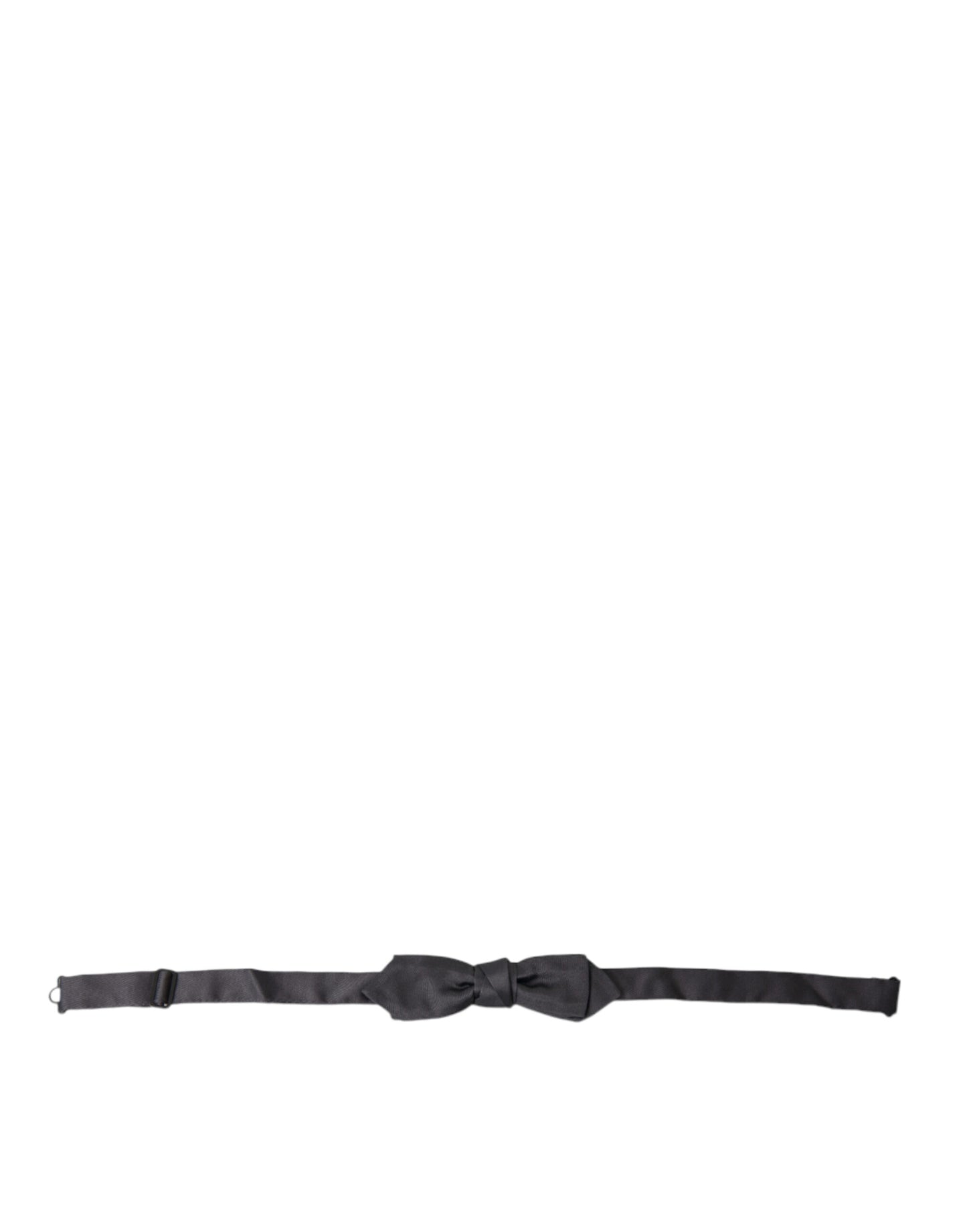 Dolce &amp; Gabbana Dark Gray Silk Adjustable Neck Men Papillon Bow Tie