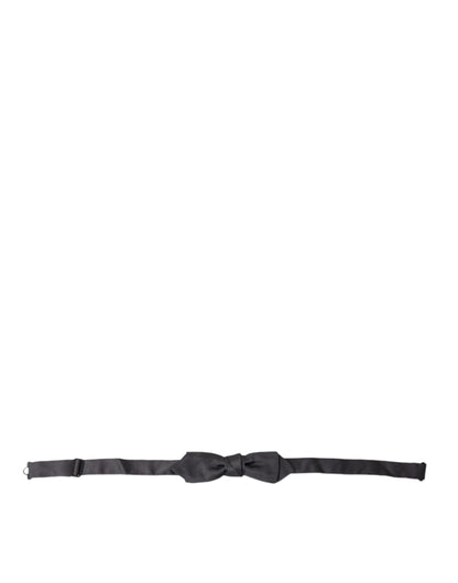 Dolce &amp; Gabbana Dark Gray Silk Adjustable Neck Men Papillon Bow Tie