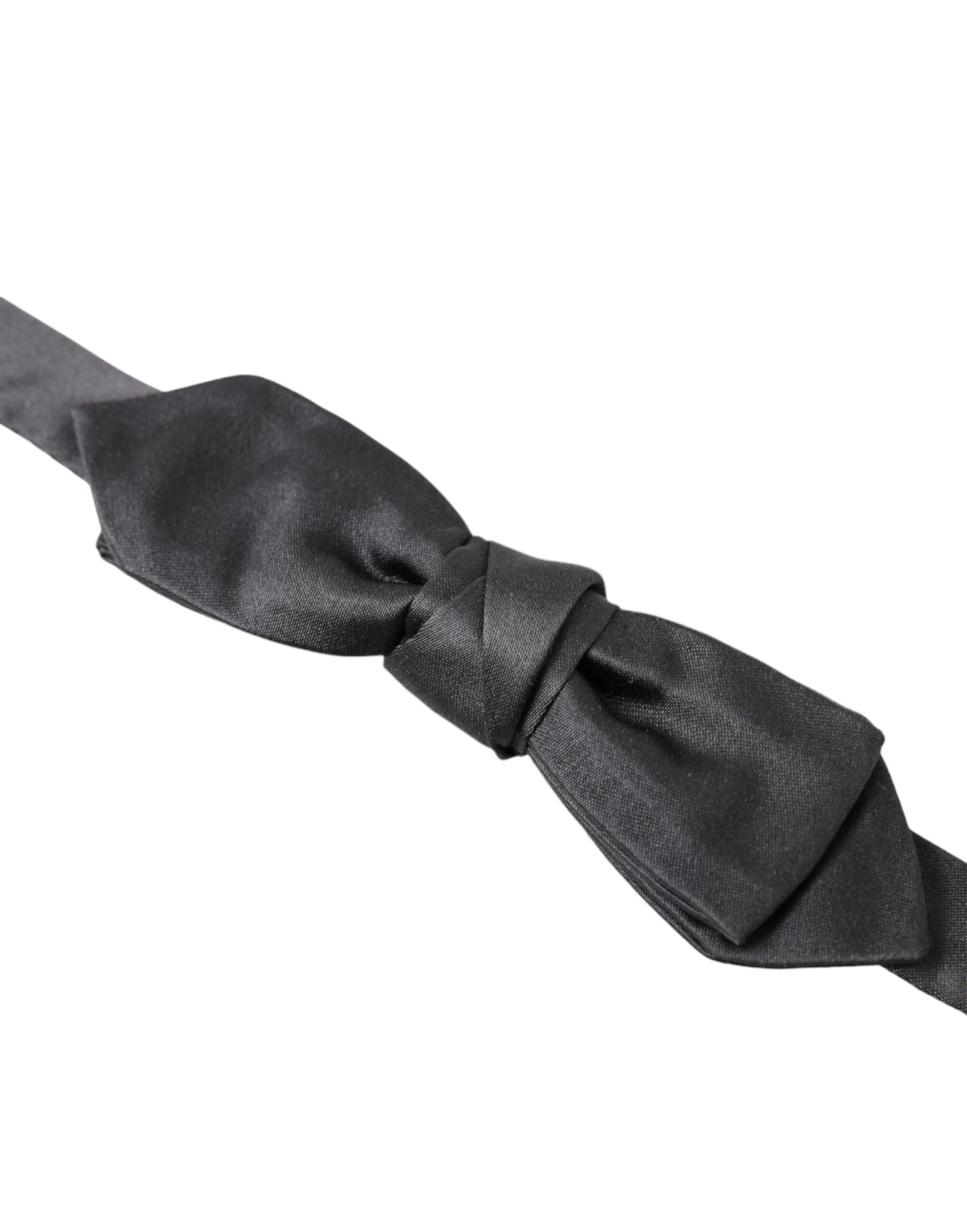 Dolce &amp; Gabbana Dark Gray Silk Adjustable Neck Men Papillon Bow Tie
