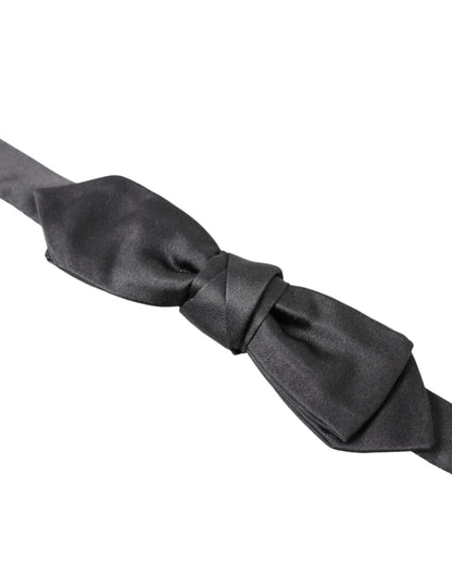 Dolce &amp; Gabbana Dark Gray Silk Adjustable Neck Men Papillon Bow Tie