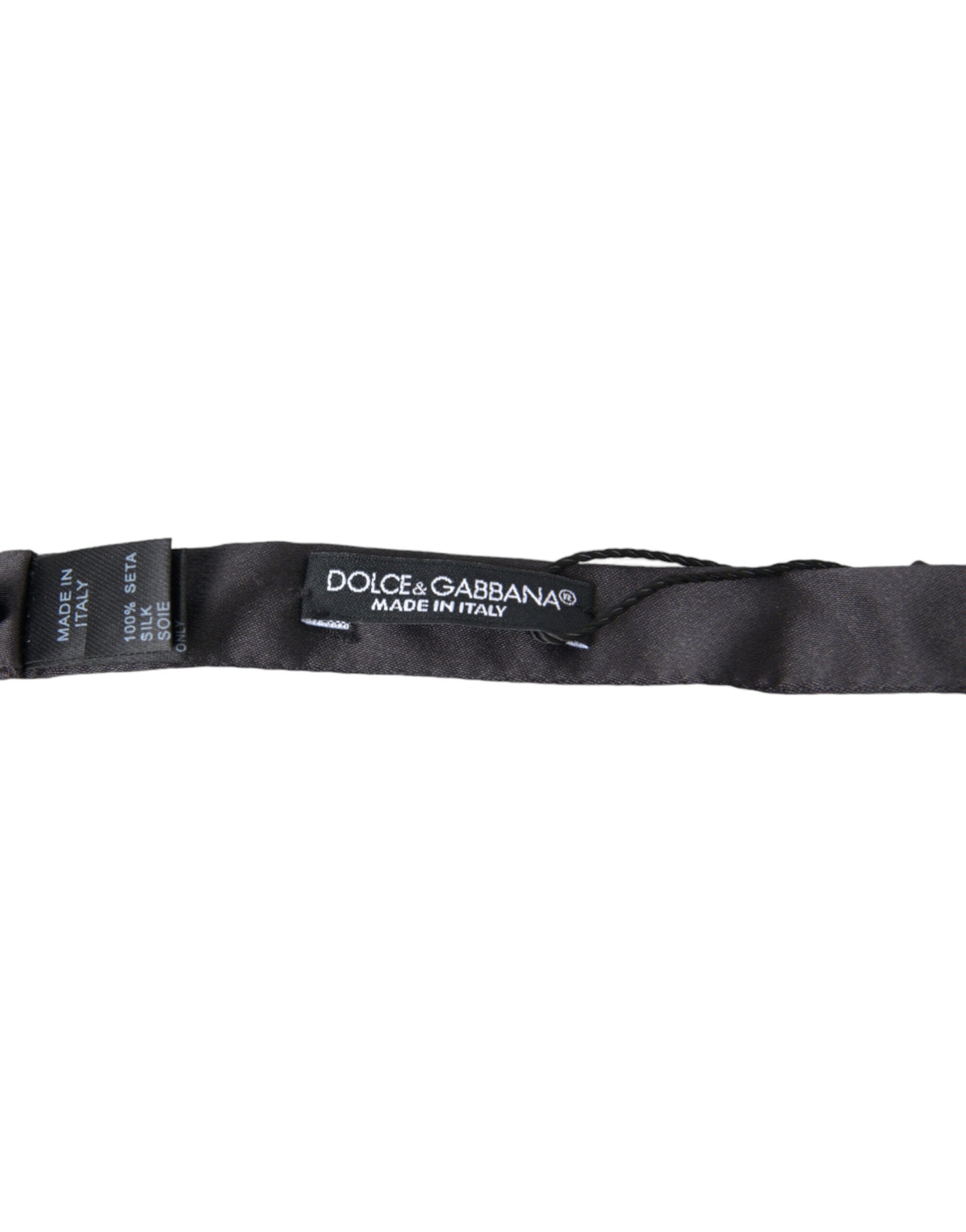 Dolce &amp; Gabbana Dark Gray Silk Adjustable Neck Men Papillon Bow Tie