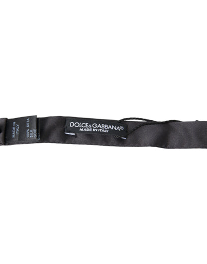 Dolce &amp; Gabbana Dark Gray Silk Adjustable Neck Men Papillon Bow Tie