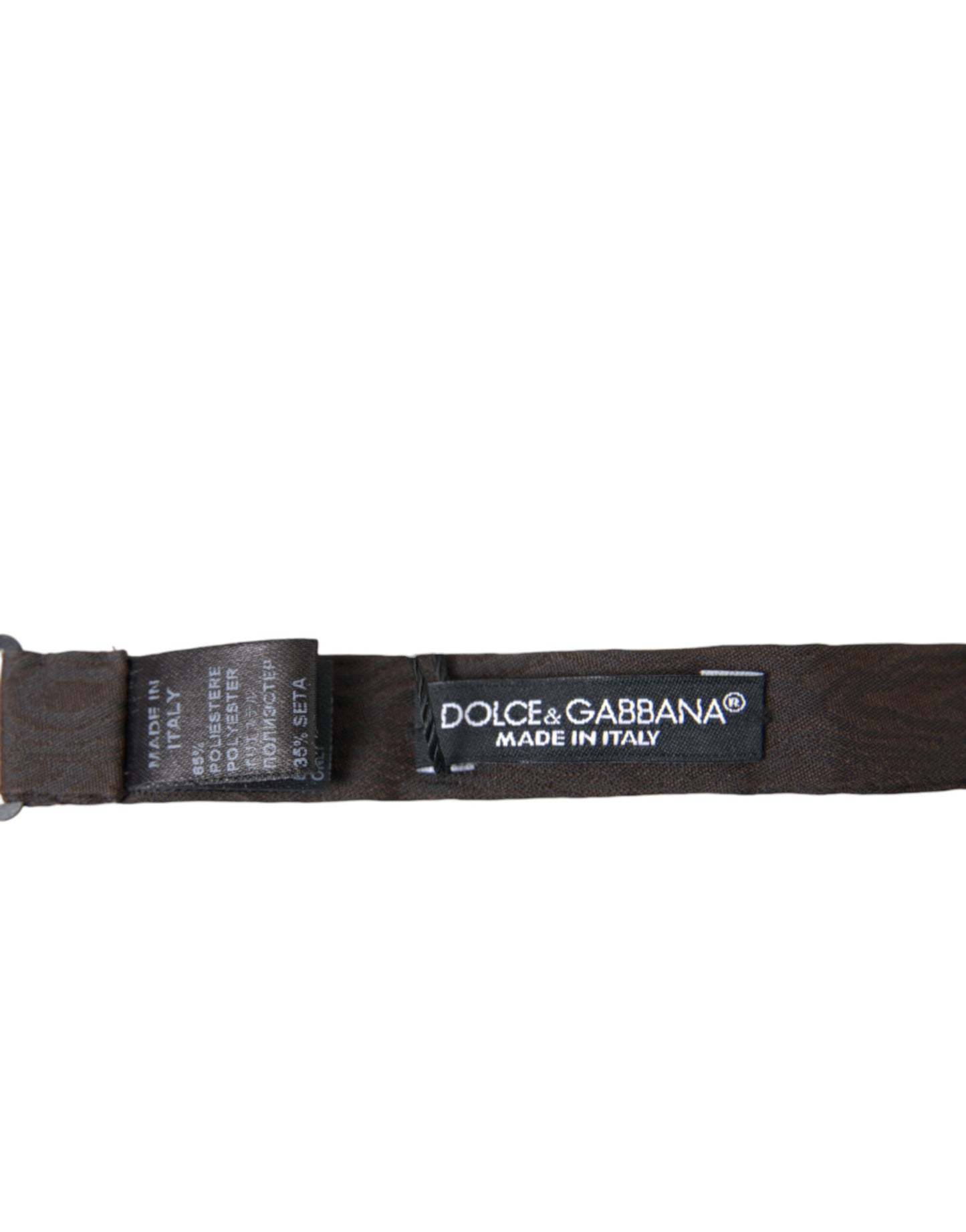 Dolce &amp; Gabbana Brown Polyester Silk Adjustable Neck Men Papillon Bow Tie