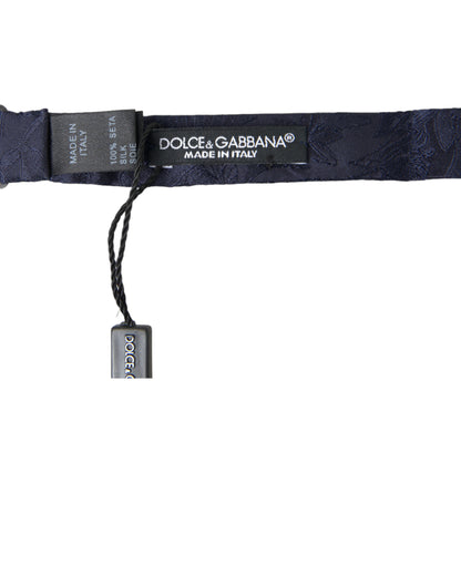 Dolce &amp; Gabbana Blue Silk Adjustable Neck Men Papillon Bow Tie