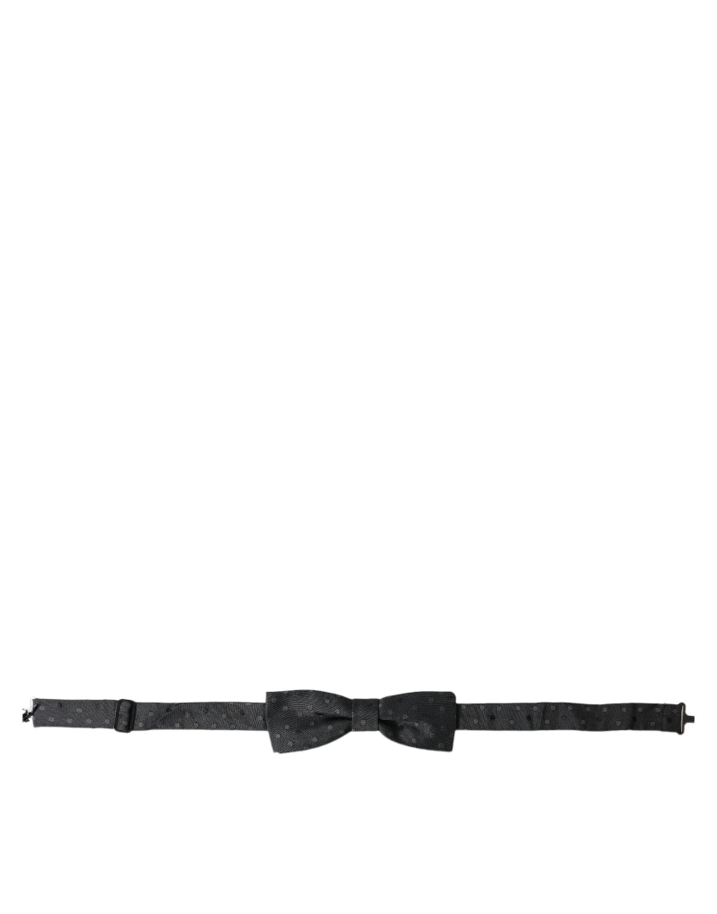 Dolce &amp; Gabbana Gray Polka Dot Silk Adjustable Neck Men Papillon Bow Tie