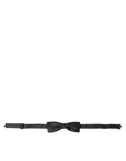 Dolce &amp; Gabbana Gray Polka Dot Silk Adjustable Neck Men Papillon Bow Tie