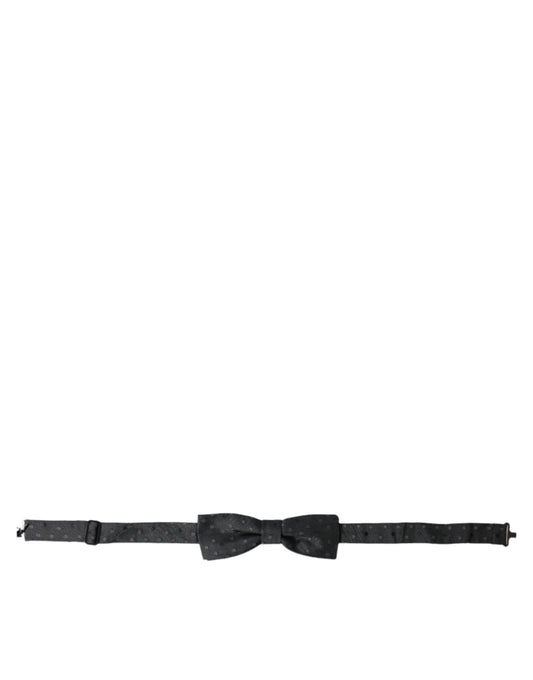 Dolce &amp; Gabbana Gray Polka Dot Silk Adjustable Neck Men Papillon Bow Tie