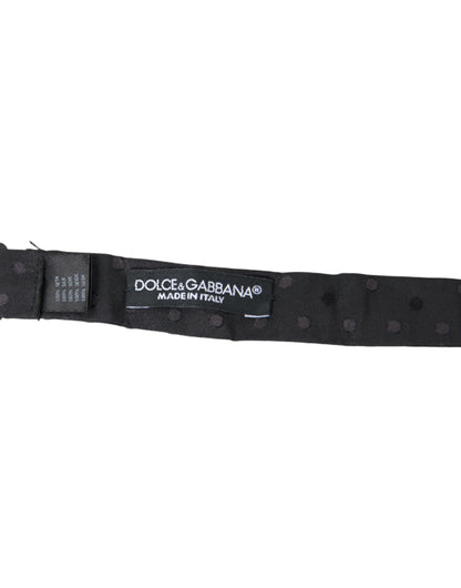 Dolce &amp; Gabbana Gray Polka Dot Silk Adjustable Neck Men Papillon Bow Tie