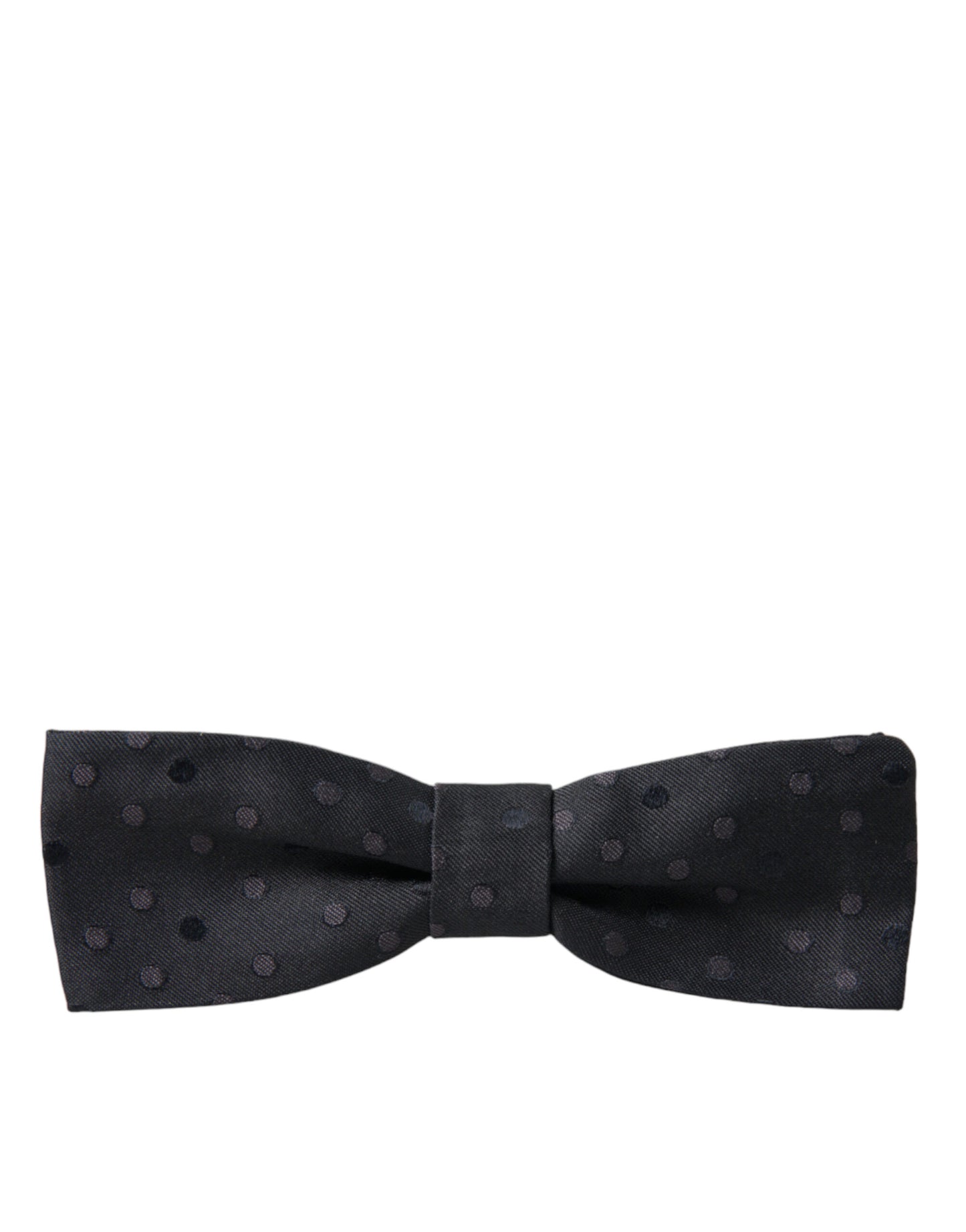 Dolce &amp; Gabbana Gray Polka Dot Silk Adjustable Neck Men Papillon Bow Tie