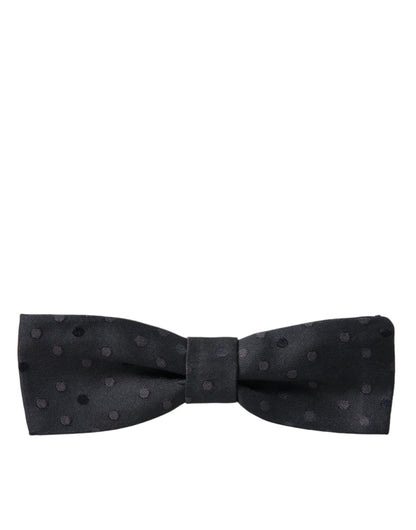 Dolce &amp; Gabbana Gray Polka Dot Silk Adjustable Neck Men Papillon Bow Tie