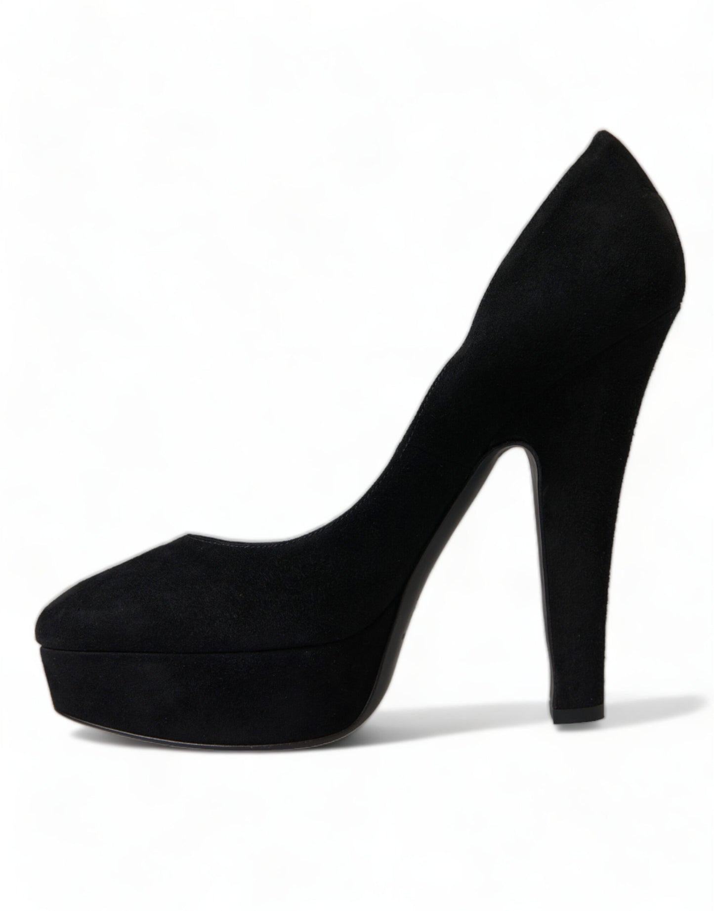Dolce &amp; Gabbana Black Suede Leather Platform Heel Pumps Shoes