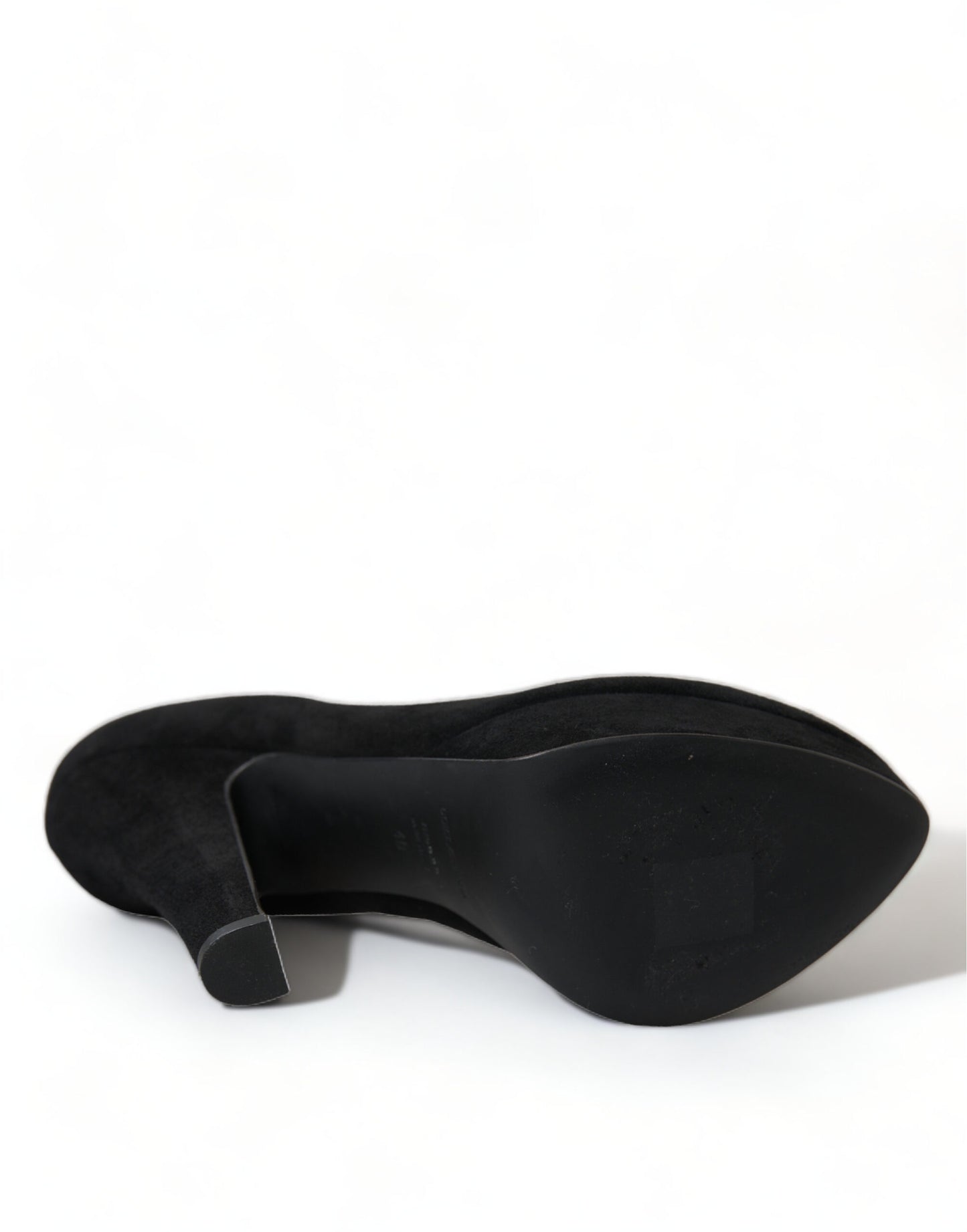 Dolce &amp; Gabbana Black Suede Leather Platform Heel Pumps Shoes