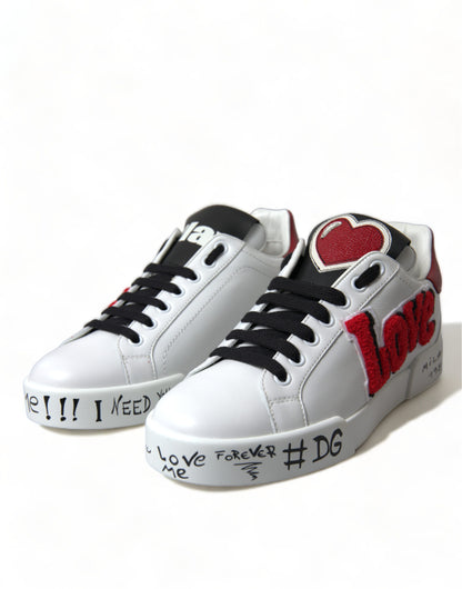 Baskets chics en cuir blanc Portofino de Dolce &amp; Gabbana