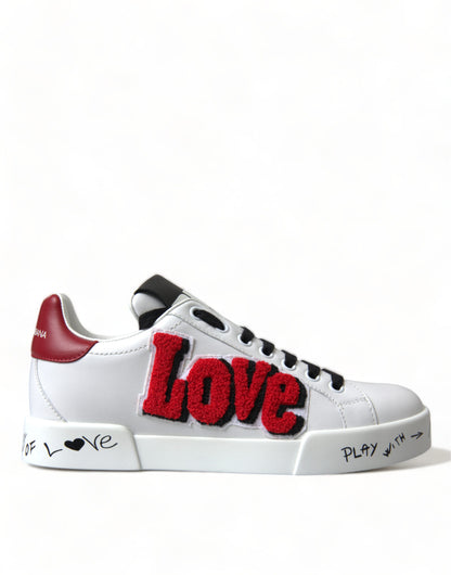 Baskets chics en cuir blanc Portofino de Dolce &amp; Gabbana