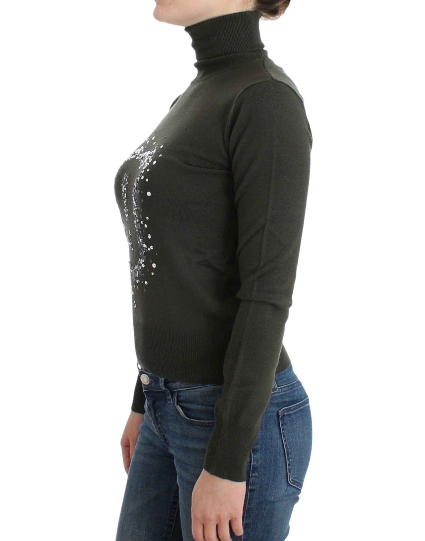 John Galliano Green wool turtleneck sweater