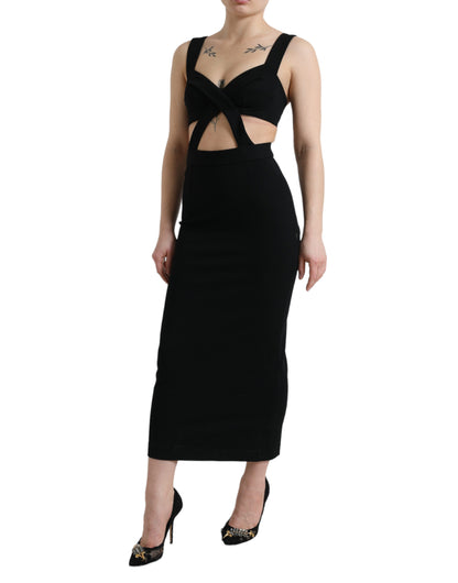 Dolce & Gabbana Black Cut Out Sleeveless Bodycon Midi Dress by Dolce & Gabbana
