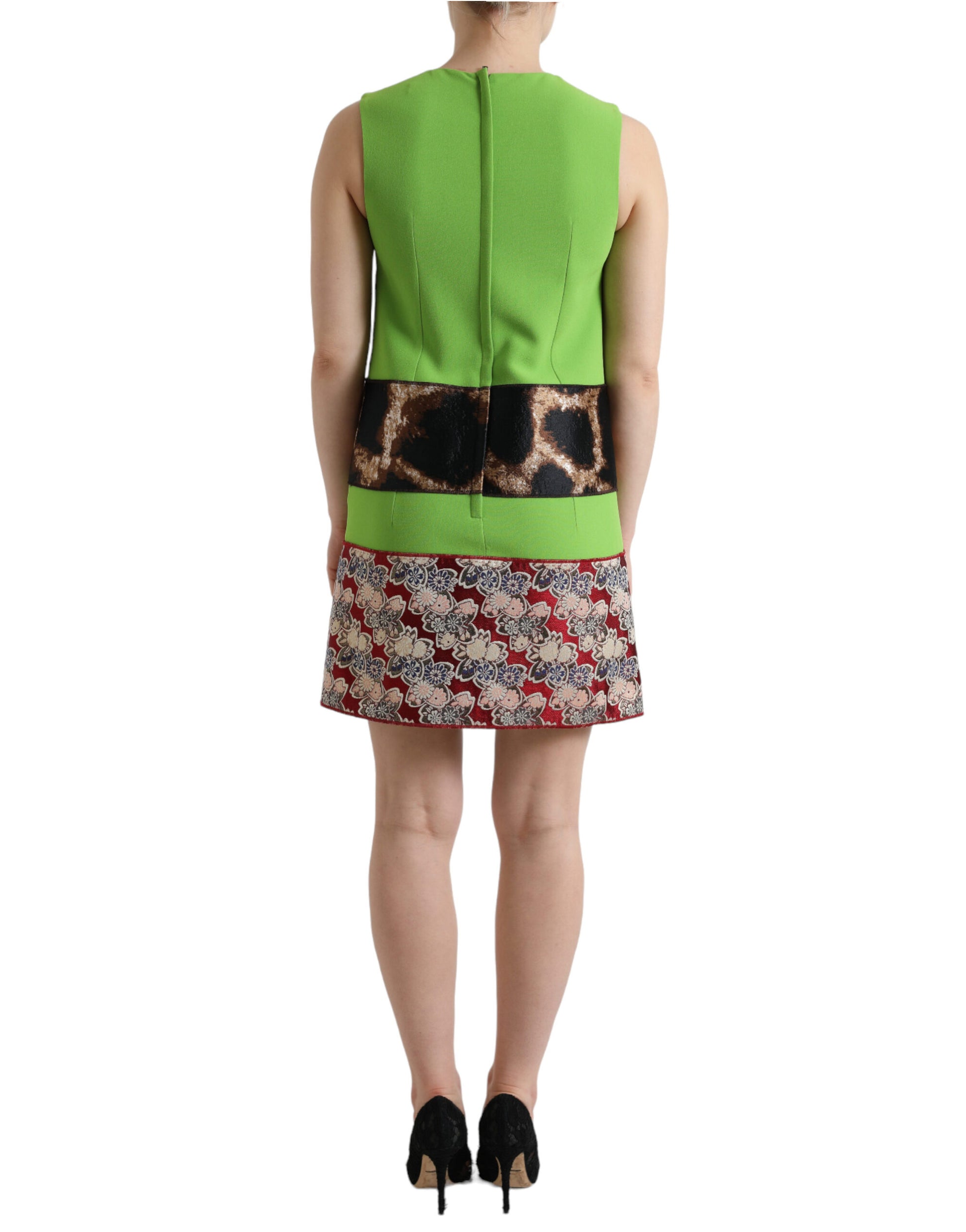 Dolce & Gabbana Apple Green Sleeveless Panelled Shift Dress by Dolce & Gabbana